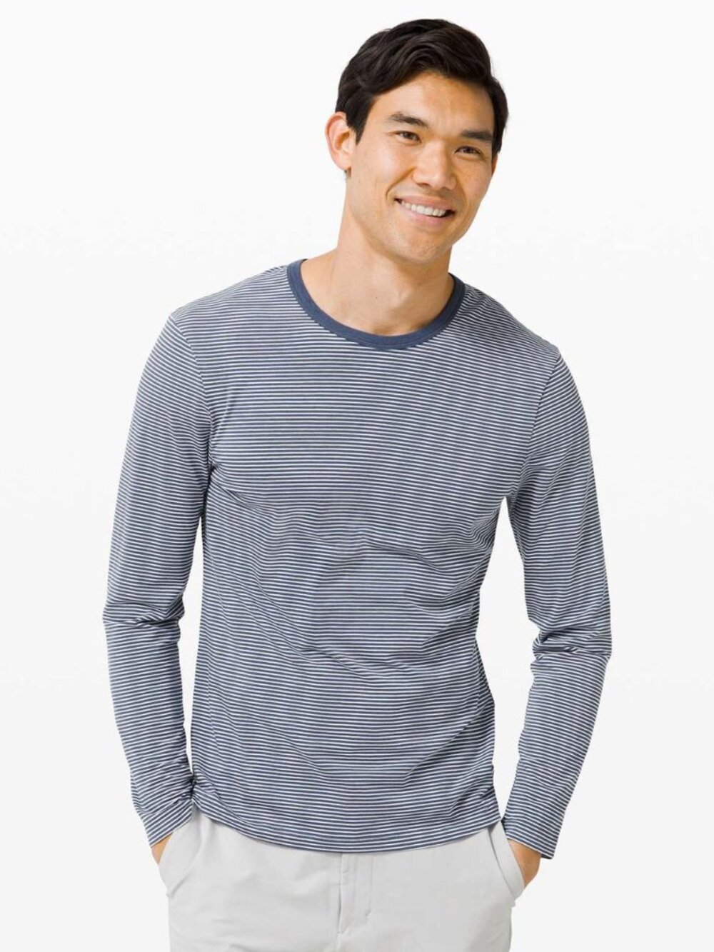 Lululemon Men's 5 Year Basic Long Sleeve - Blue/White Stripe